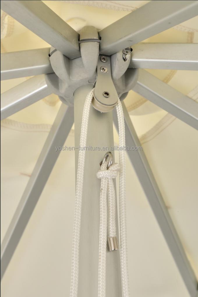 6.6 FT Central Aluminum Pole Beach Umbrella Outdoor Patio Cabana Resort Hotel White Umbrella Parasol 3