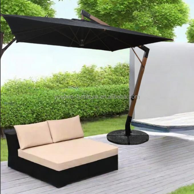 13 ft Large Garden Umbrella Parasol Black Patio Umbrellas 4m Giant Black Cantilever Patio Umbrellas With Base 0