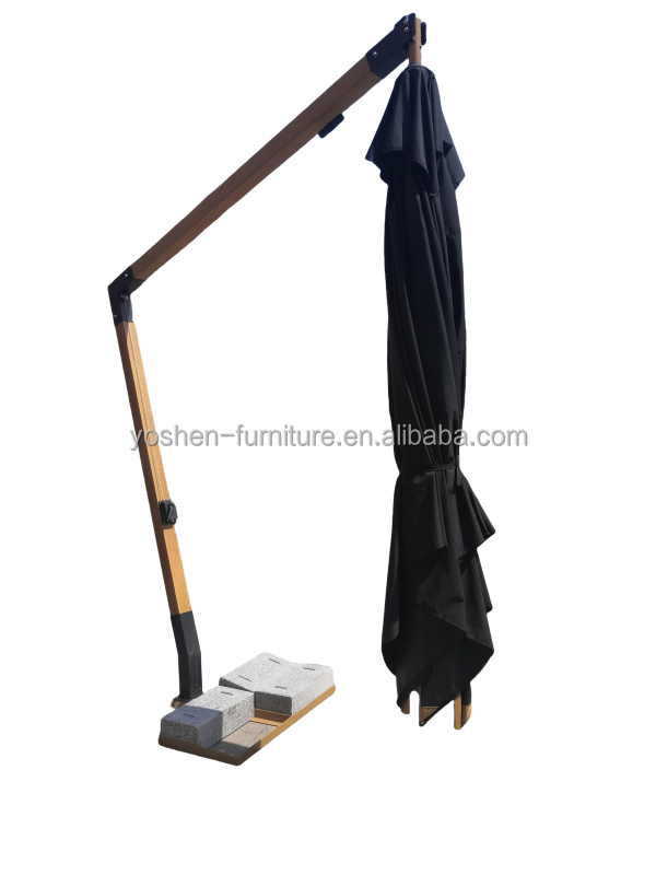 13 ft Large Garden Umbrella Parasol Black Patio Umbrellas 4m Giant Black Cantilever Patio Umbrellas With Base 1