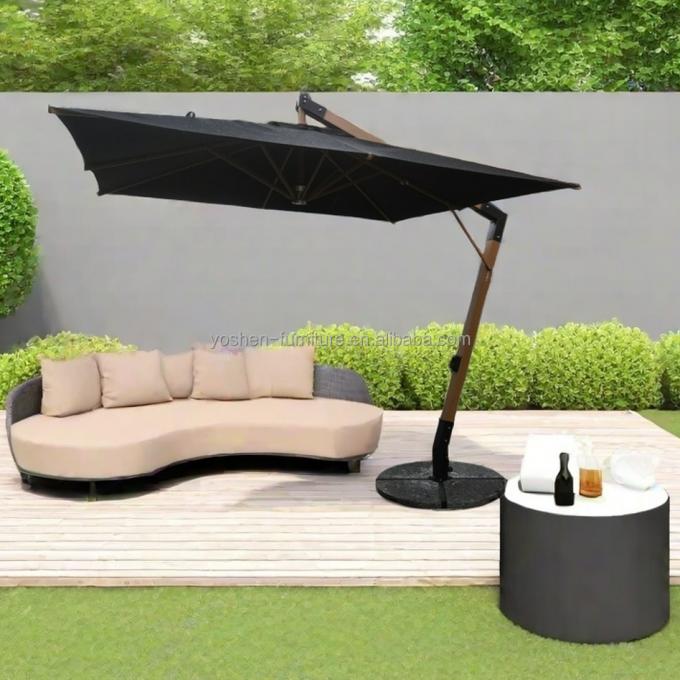 13 ft Large Garden Umbrella Parasol Black Patio Umbrellas 4m Giant Black Cantilever Patio Umbrellas With Base 2