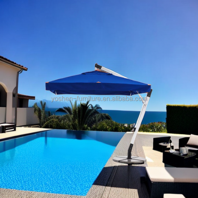 Swimming Pool Patio Umbrella Waterproof Garden Cafe Parasol Logo Customized Cantilever Beach Umbrella With Fringe 1