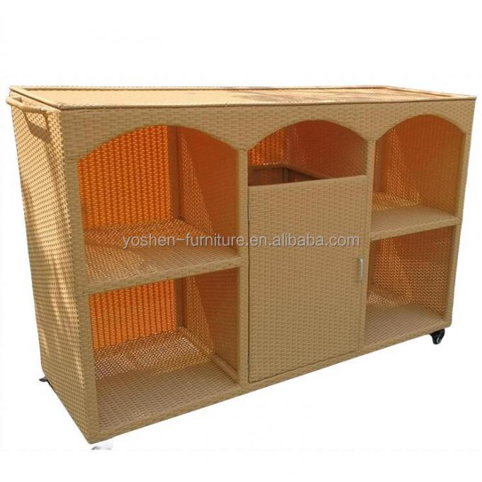 Customized Pool Furniture Movable PE Rattan Wicker Storage Organizer Weather Proof Outdoor Pool Towel Valet 2