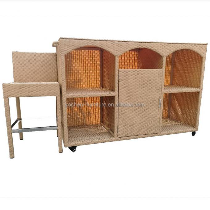 Customized Pool Furniture Movable PE Rattan Wicker Storage Organizer Weather Proof Outdoor Pool Towel Valet 4