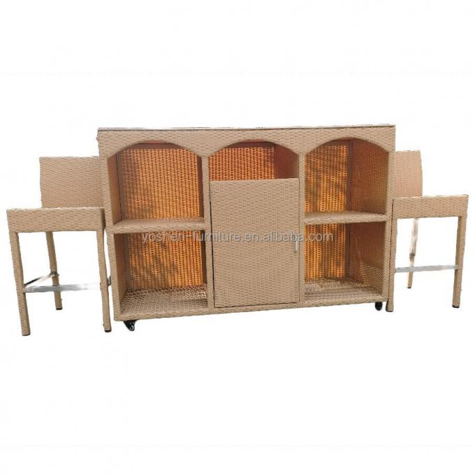 Customized Pool Furniture Movable PE Rattan Wicker Storage Organizer Weather Proof Outdoor Pool Towel Valet 5