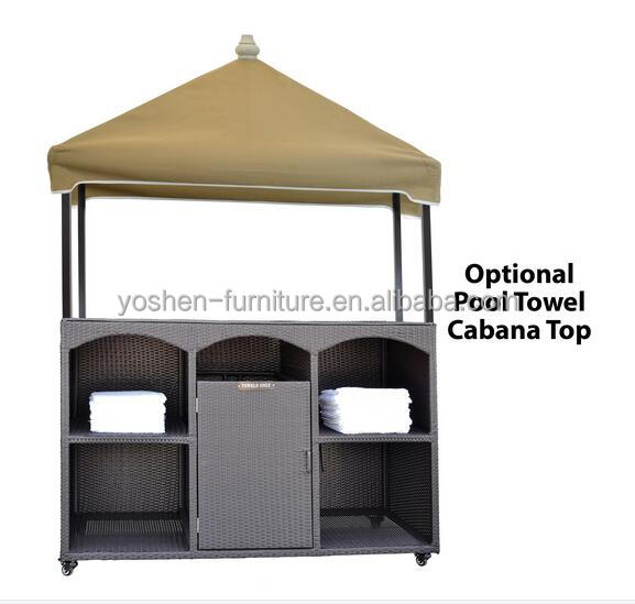 Best Selling Hotel Outdoor Pool Equipment Storage Plastic Rattan Pool Cabinet Towel Storage Poolside With Wheels 2