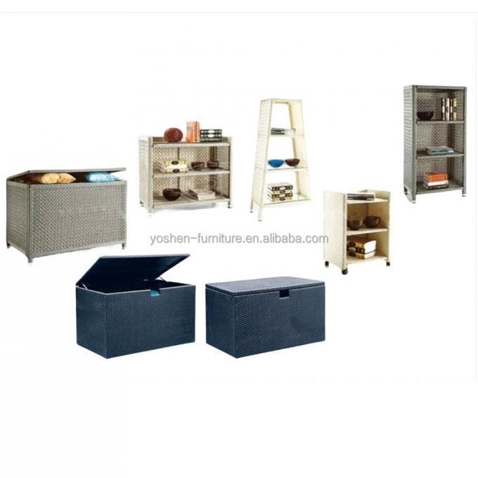 Outdoor Pool Decor Stylish Wicker Resin Backyard Storage Box Rattan Deck Boxes and Patio Storage 2