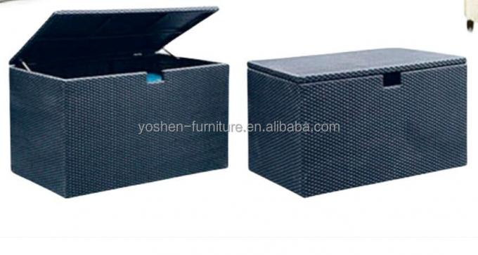 Outdoor Pool Decor Stylish Wicker Resin Backyard Storage Box Rattan Deck Boxes and Patio Storage 1