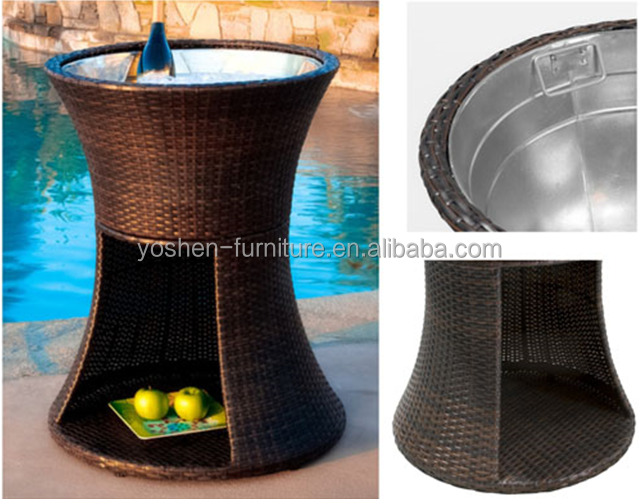 Customized Pool Furniture Resin Wicker Plastic Rattan Cooler Rattan Garden Beverage Cooler 4